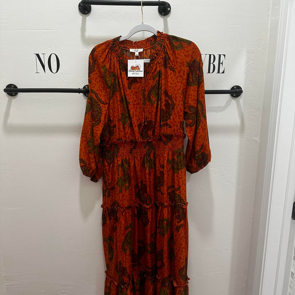 Animal Print Orange Maxi Dress