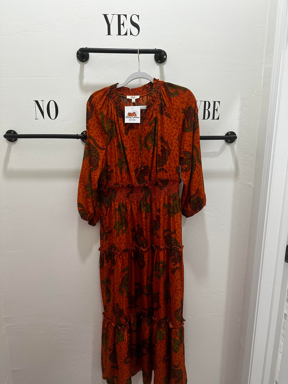 Animal Print Orange Maxi Dress