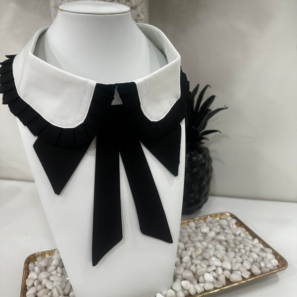 Black, White Ruffle Bow