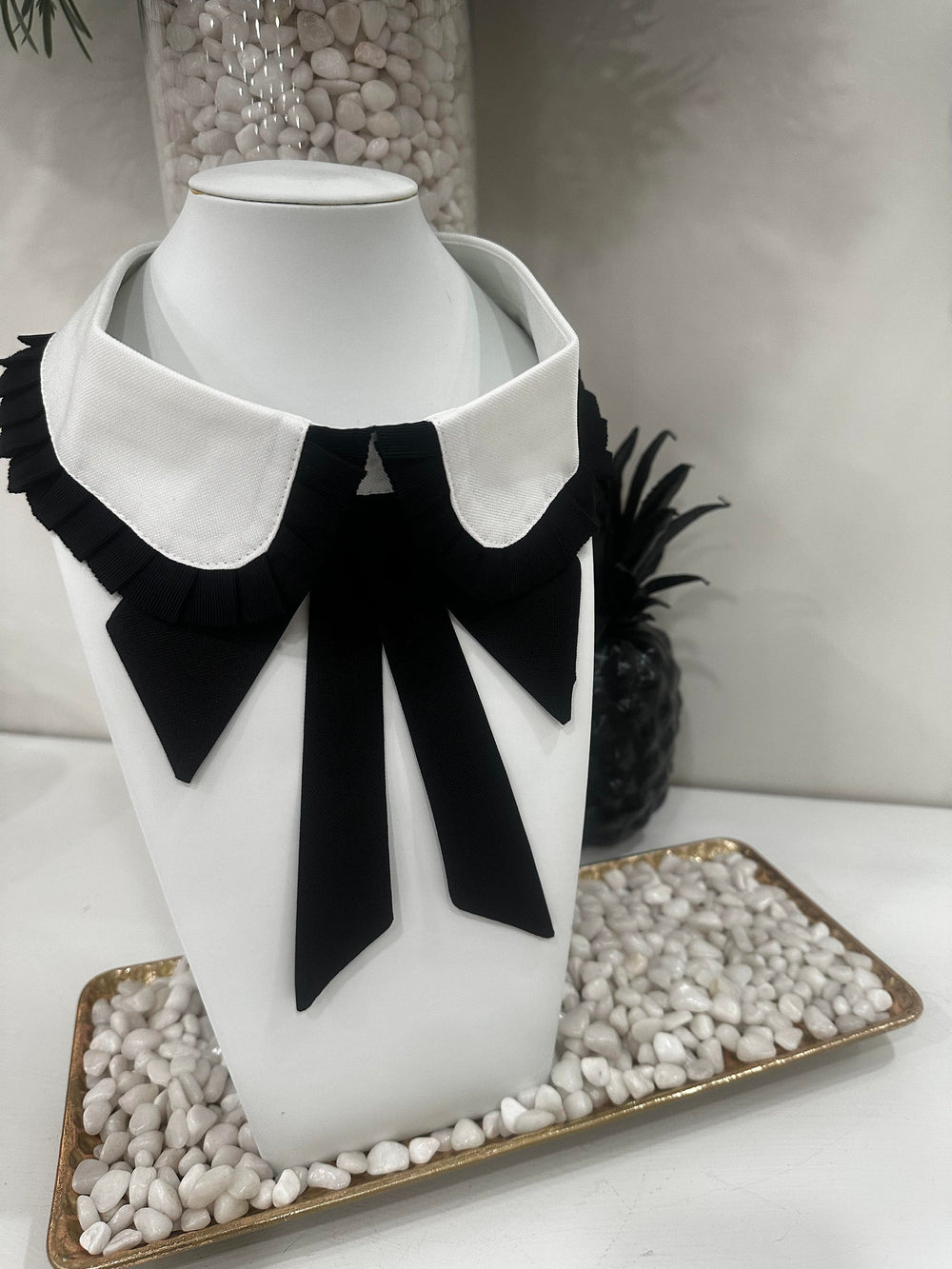 Black, White Ruffle Bow