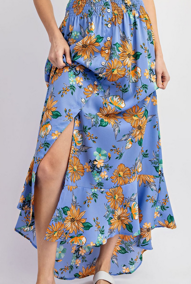 Blue Floral Maxi Skirt