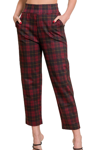 Burgendy Plaid Pants