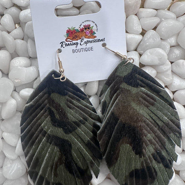 Camo Feather Earring