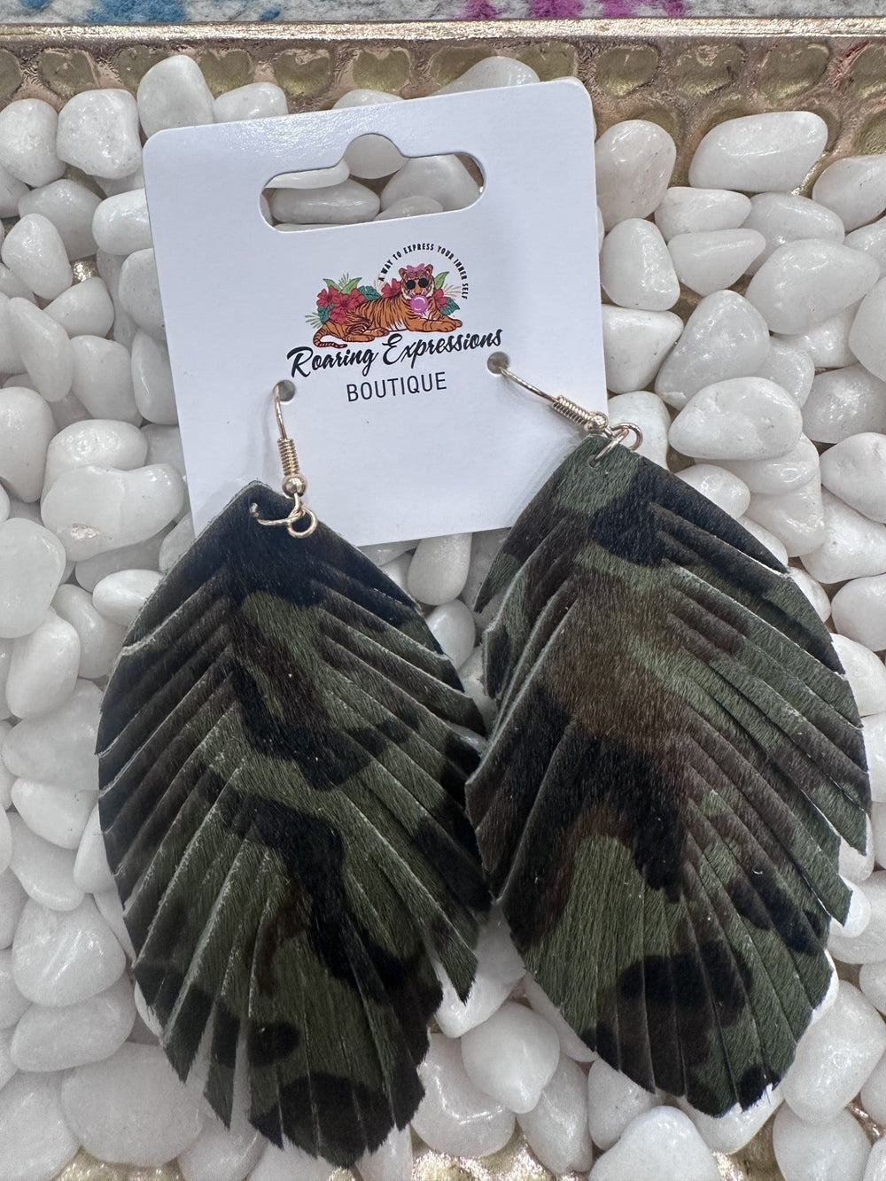 Camo Feather Earring
