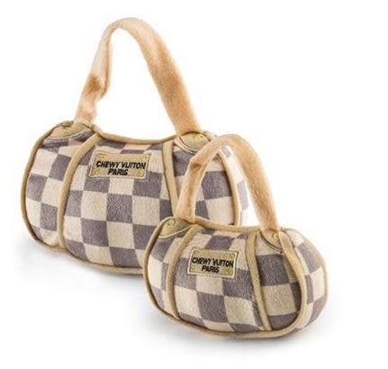 Checker Chewy Vuiton Purse Dog Toy (Small)