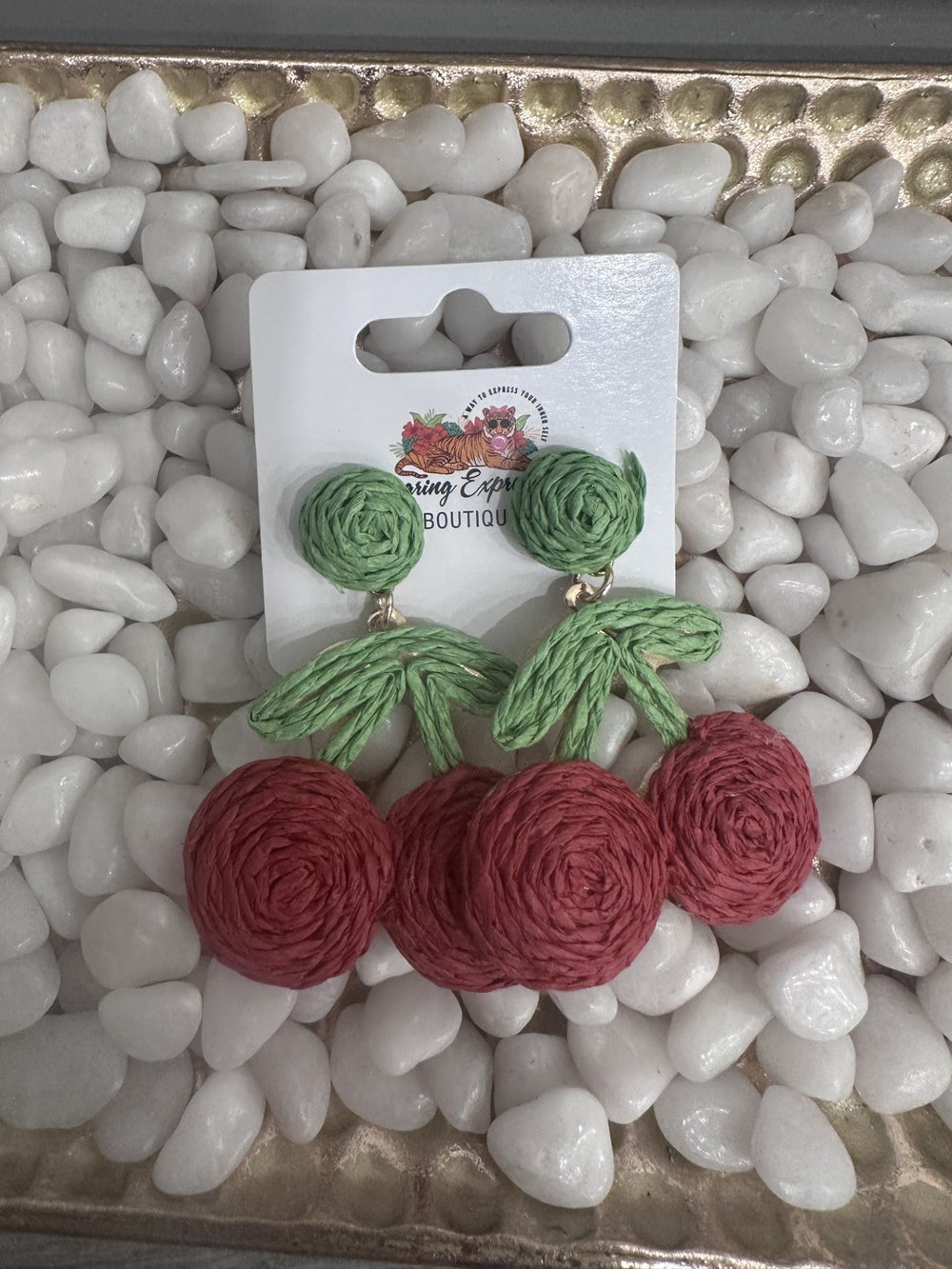 Cherry Rafia Earrings