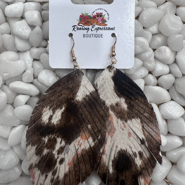 Cow print Feather Earring