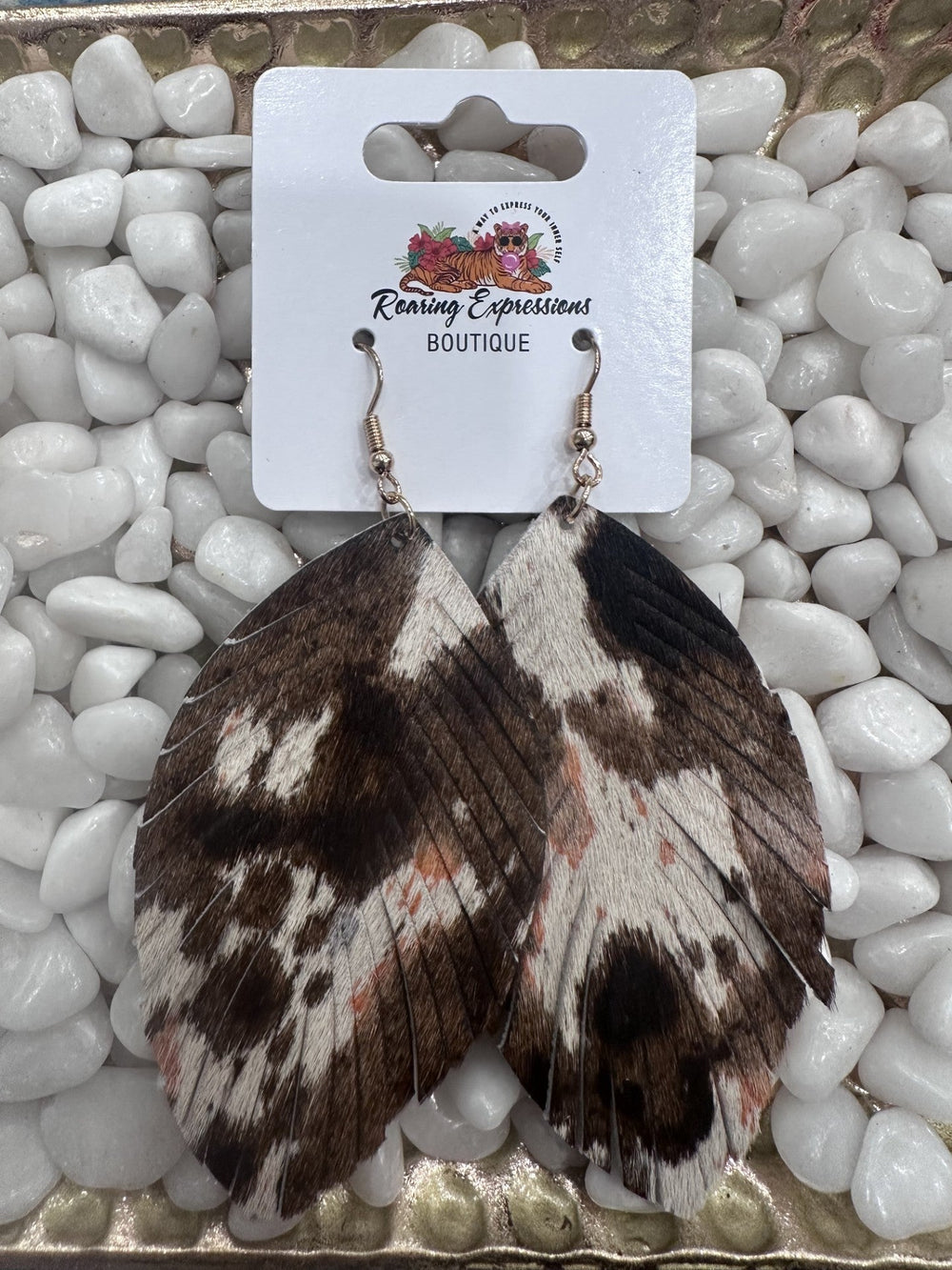 Cow print Feather Earring