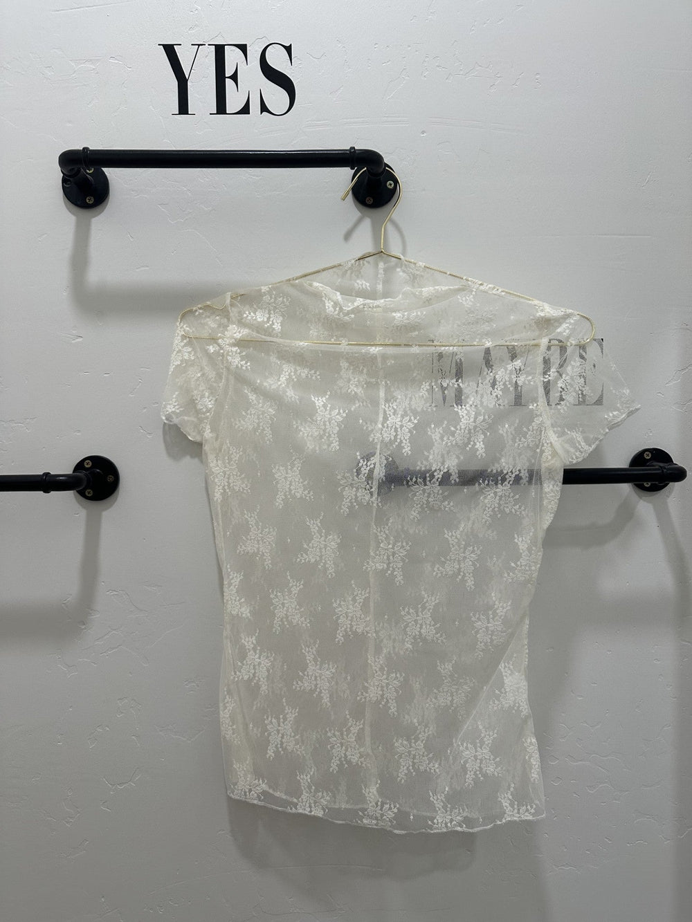 Floral Mesh Top (Cream)