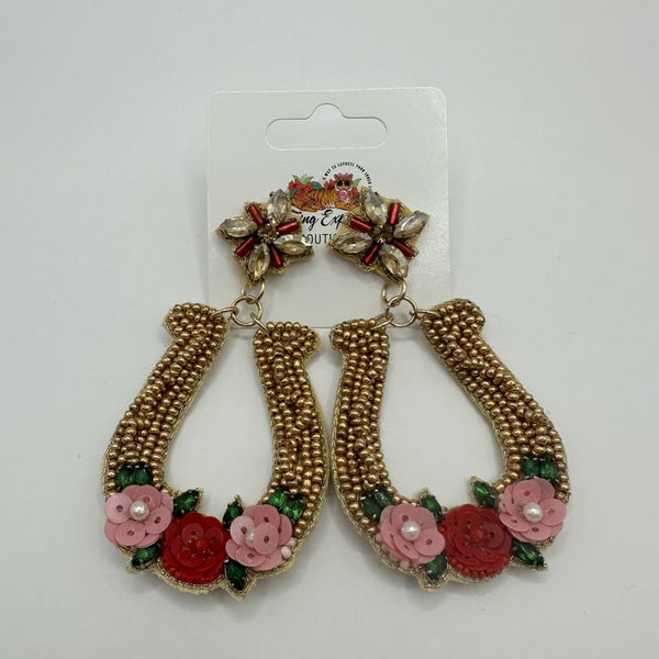 Flower Horseshoe Earring