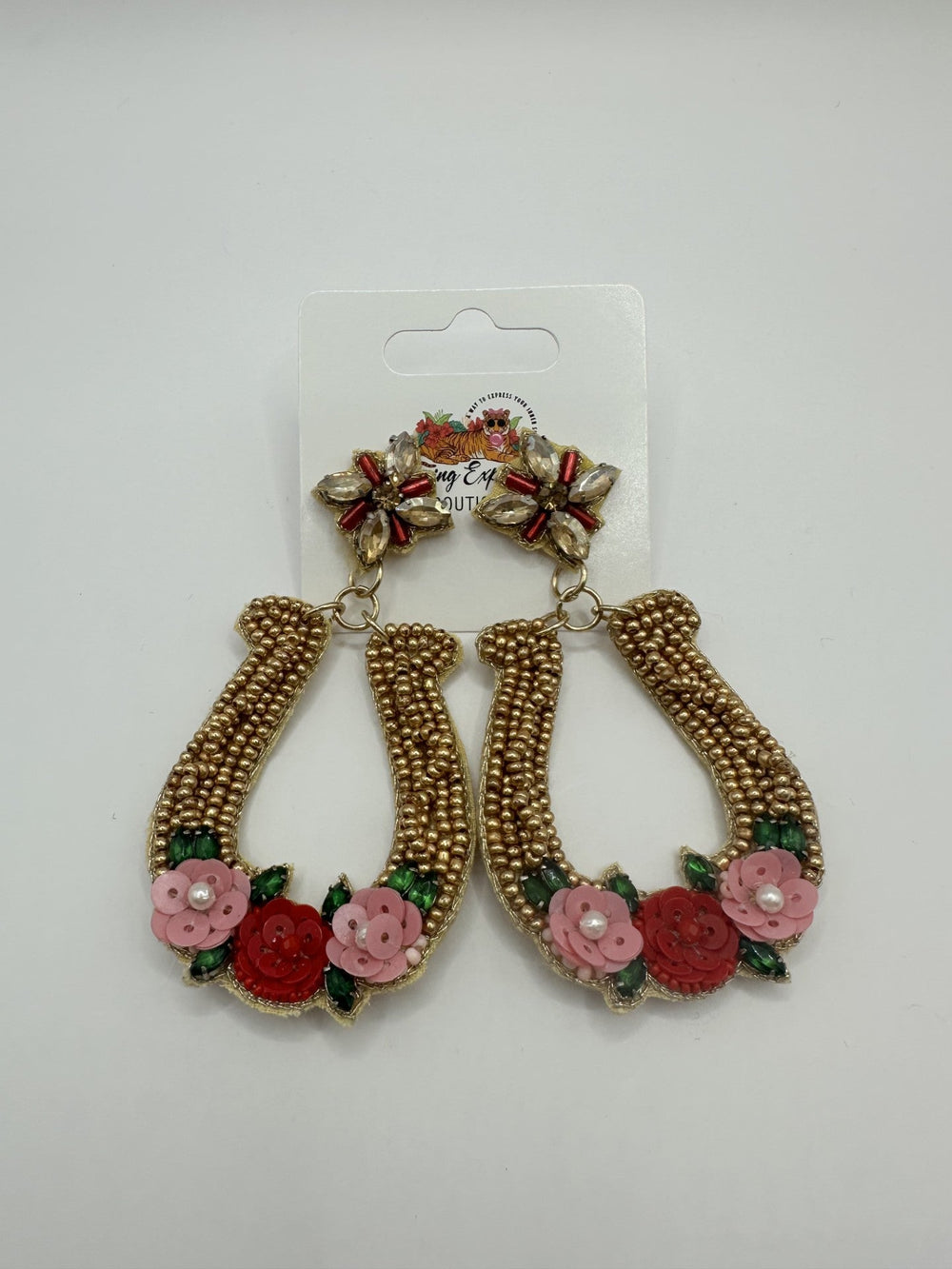 Flower Horseshoe Earring