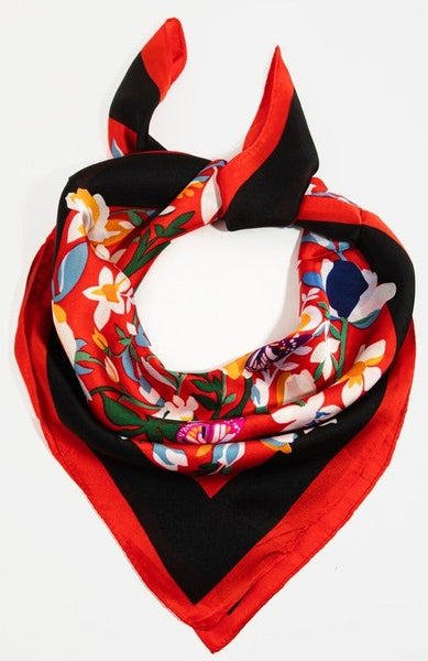 Flower Print Scarf (Red)