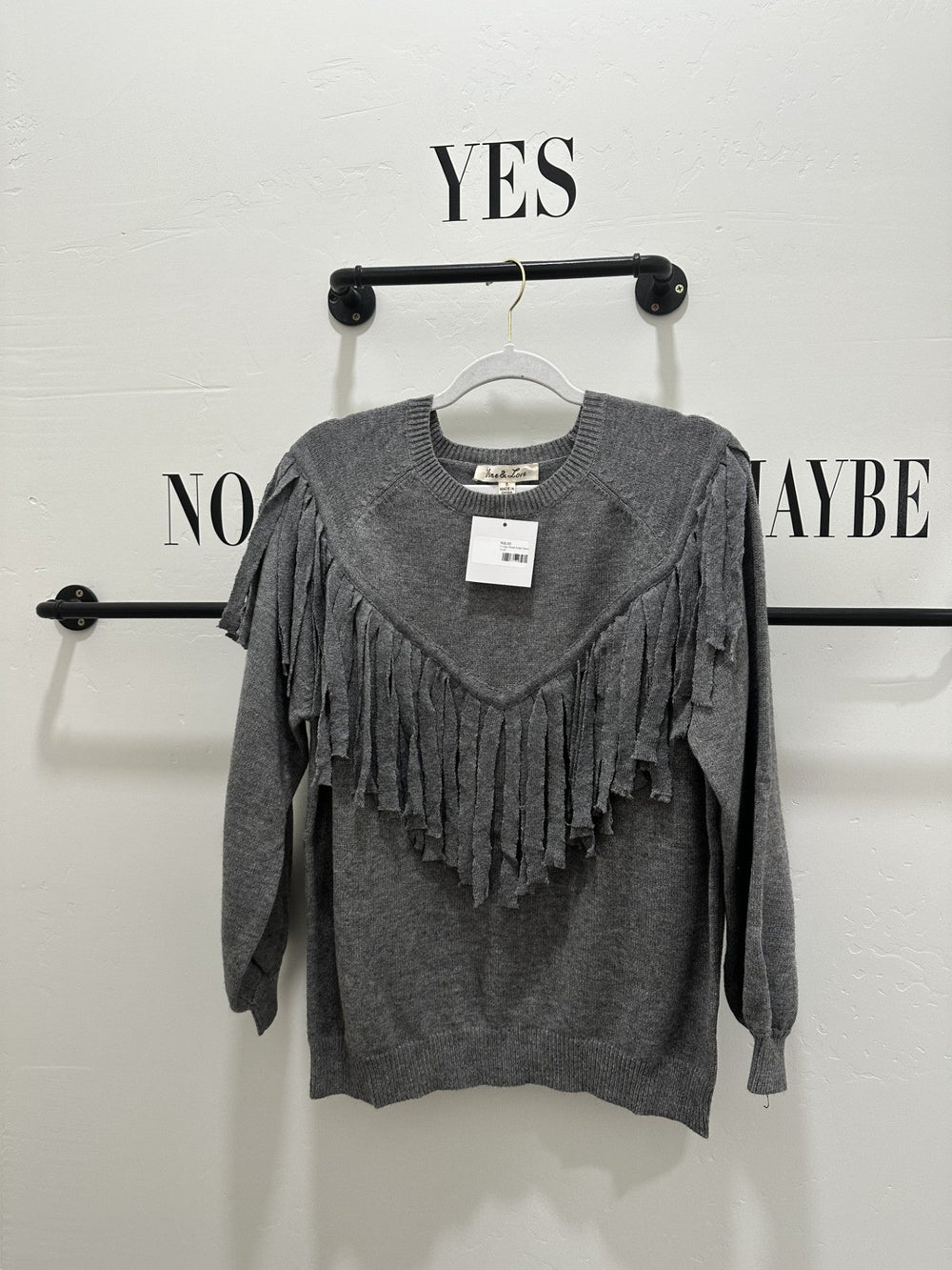 Fringe Detail Solid Sweater