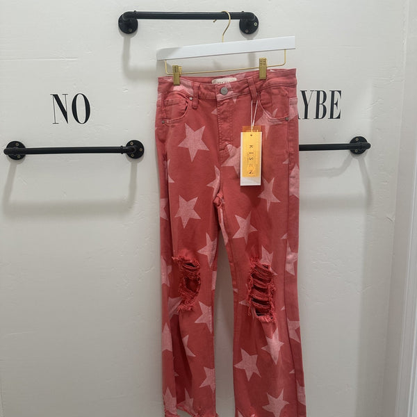 High-Rise Peach Star Jean