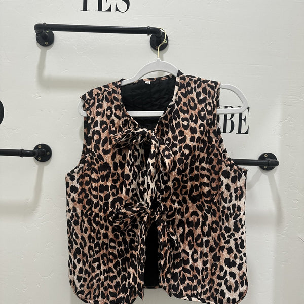 Leopard Bow Quilted Vest