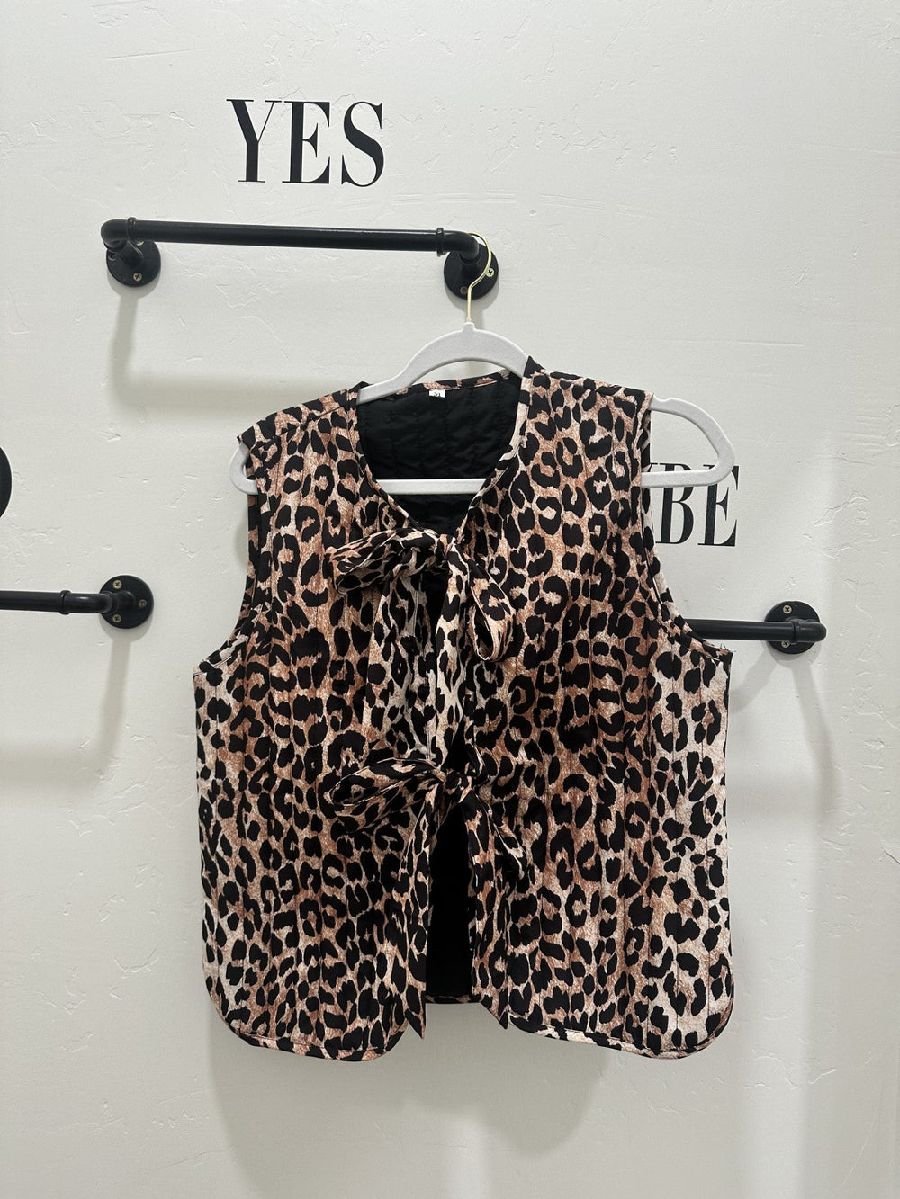 Leopard Bow Quilted Vest