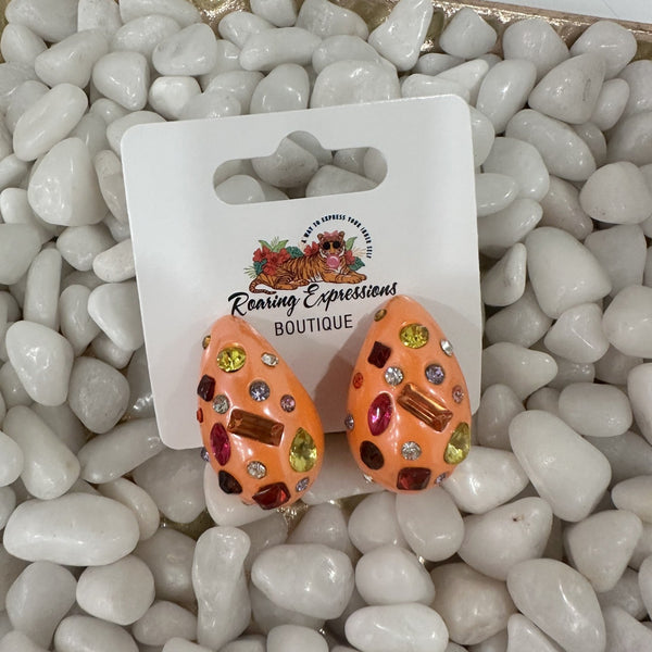 Orange Multi Teardrop Earring