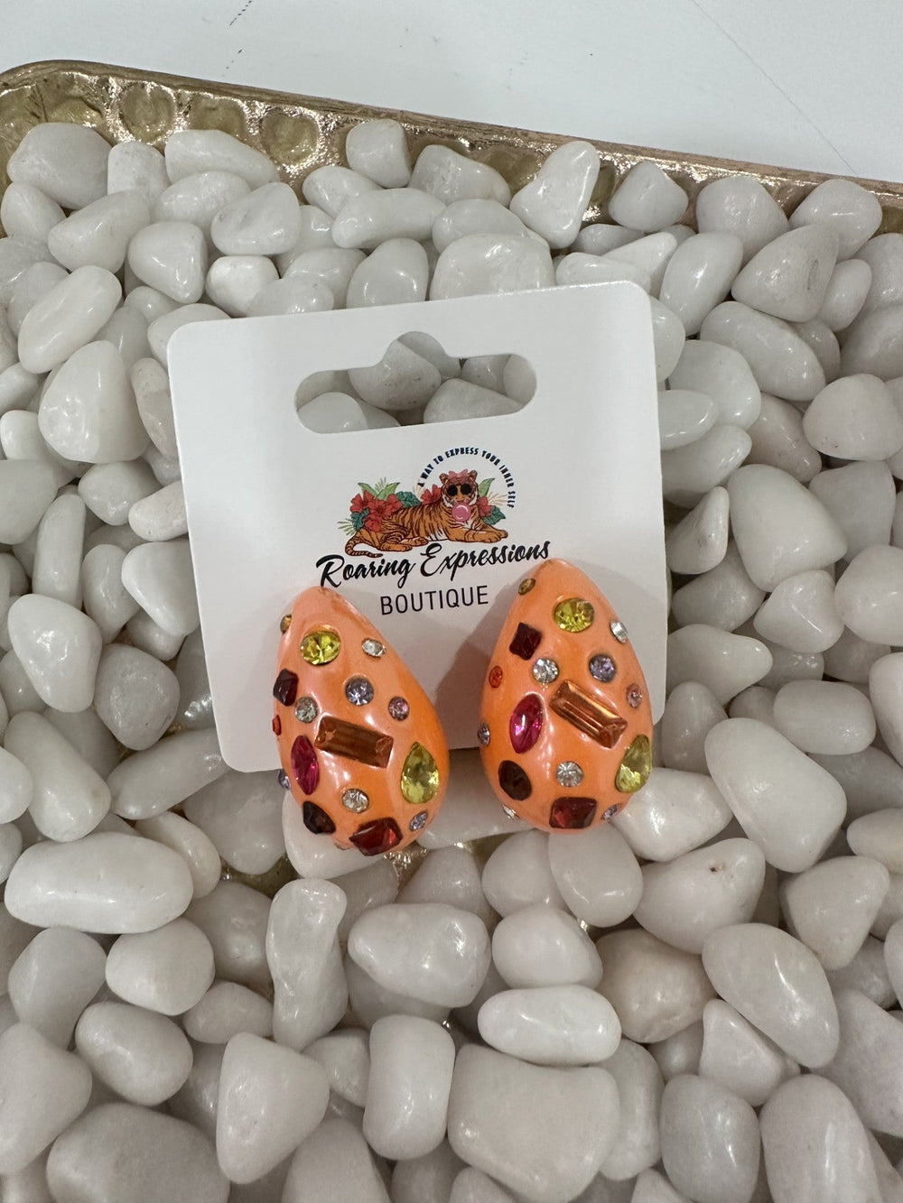 Orange Multi Teardrop Earring