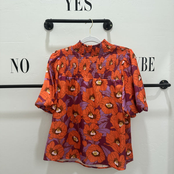 Orange/Purple Flower Top