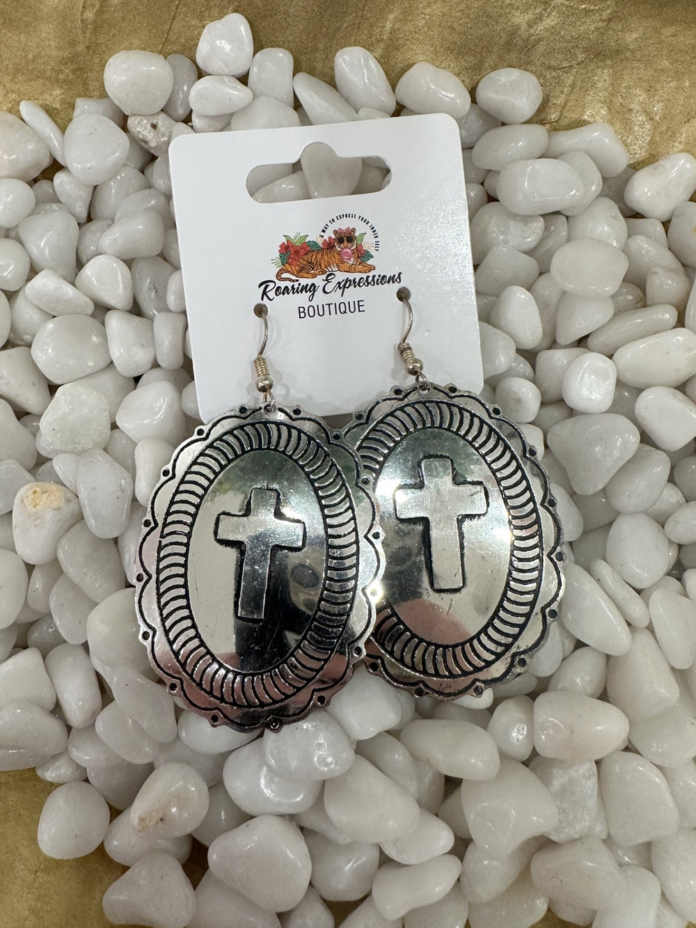 Oval Cross Earring
