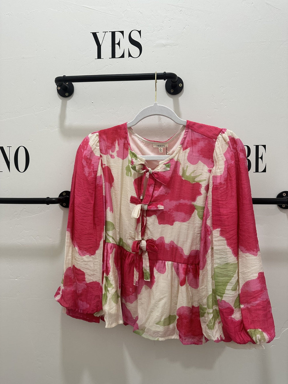 Pink Floral Bow Blouse