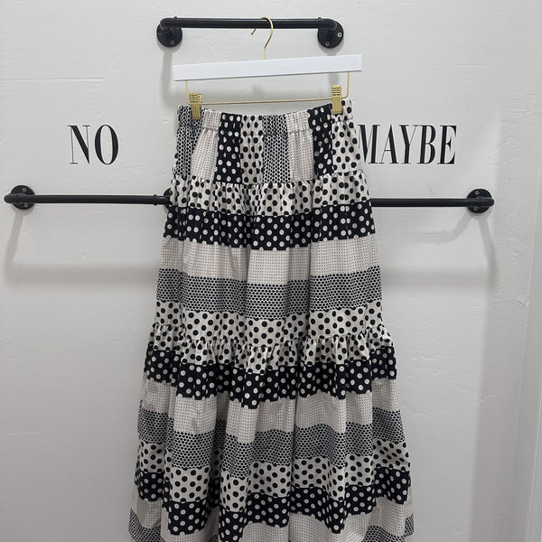 Polka Dot Tiered Maxi Flowy Skirt