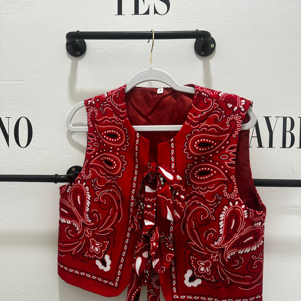 Red Paisley Tie Vest
