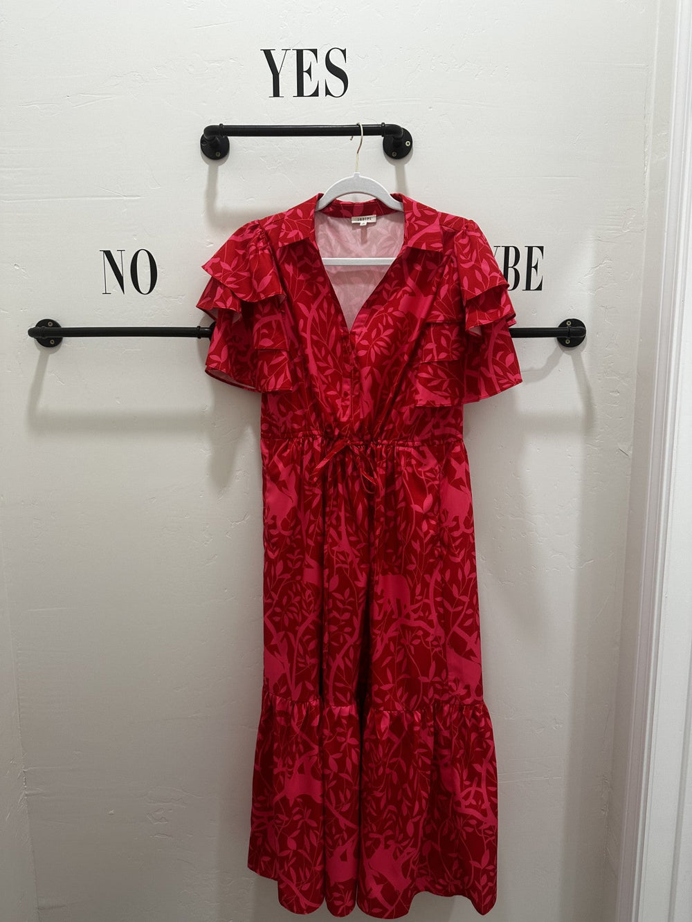 Red Ruffly Midi Dress