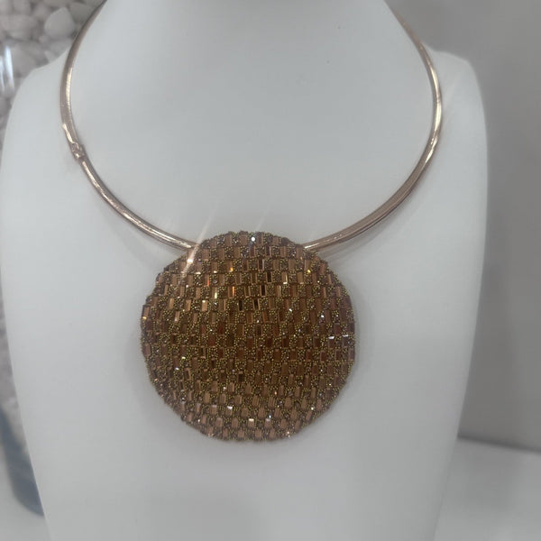 Shimmering Gold Circle Necklace