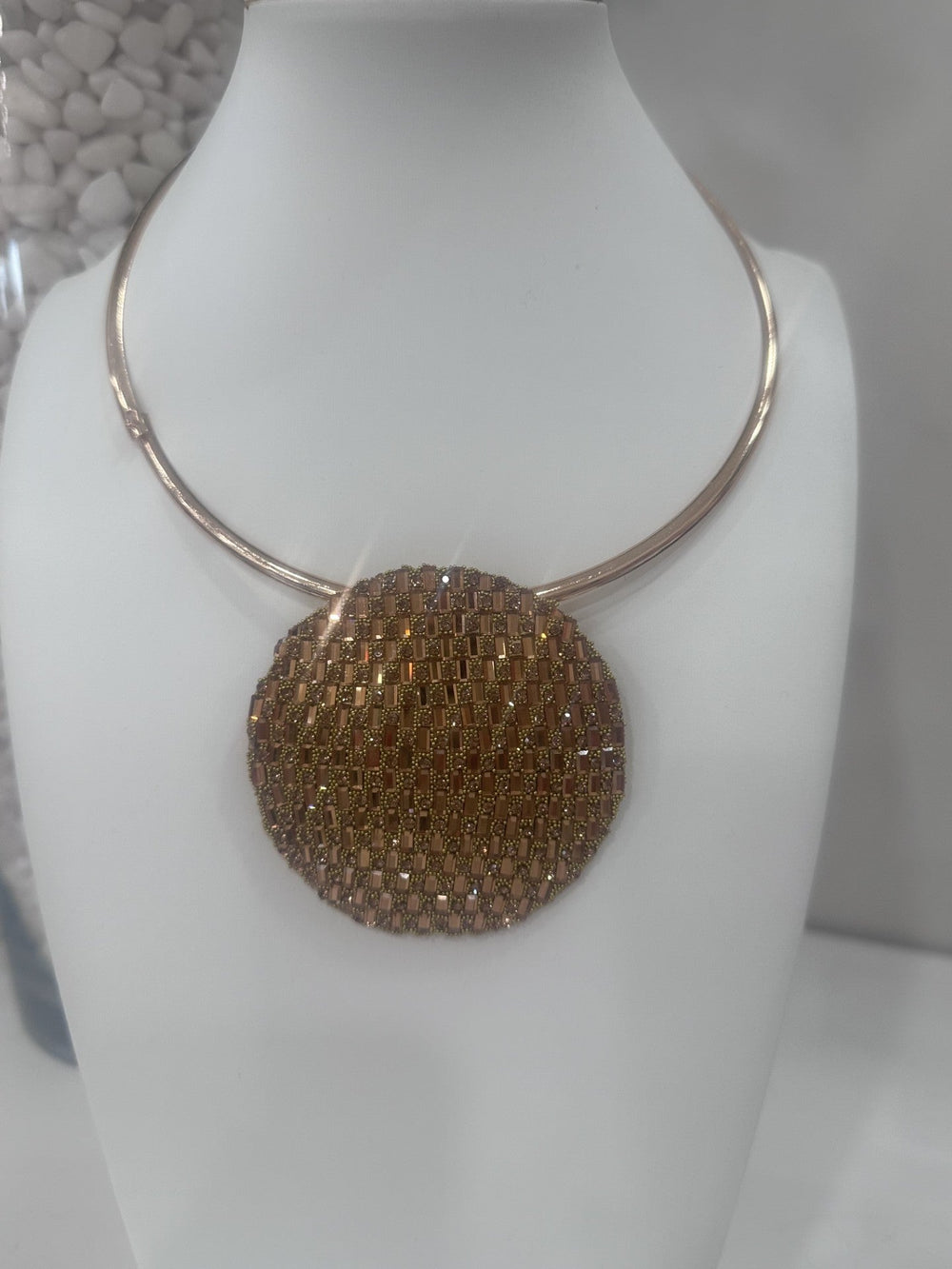 Shimmering Gold Circle Necklace