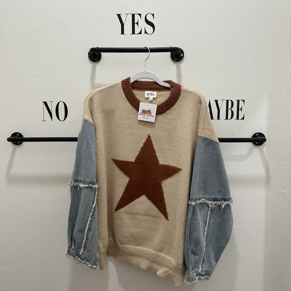 Star Denim Sweater