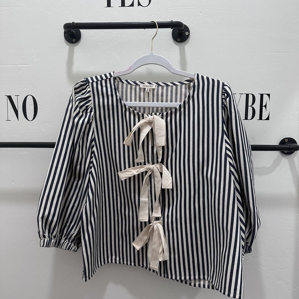 Strip Bow Blouse