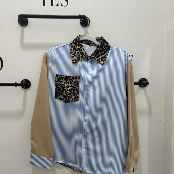 Striped Animal Print Shirt