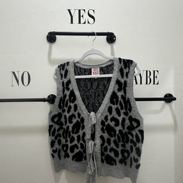 Tie Front Leopard Vest