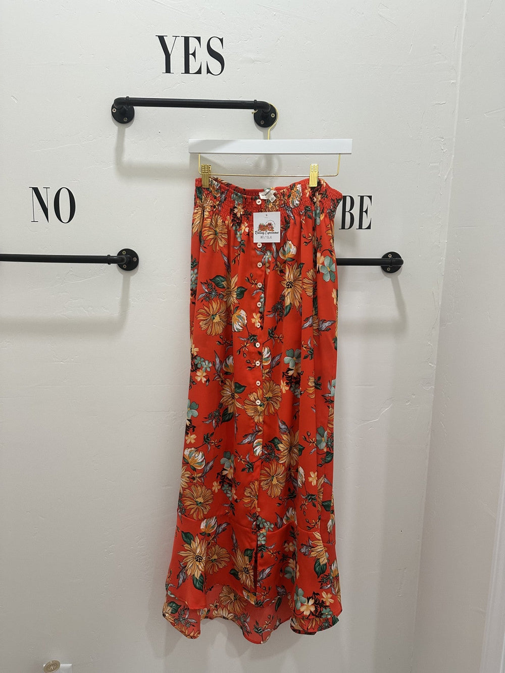Tomato Red Floral Skirt