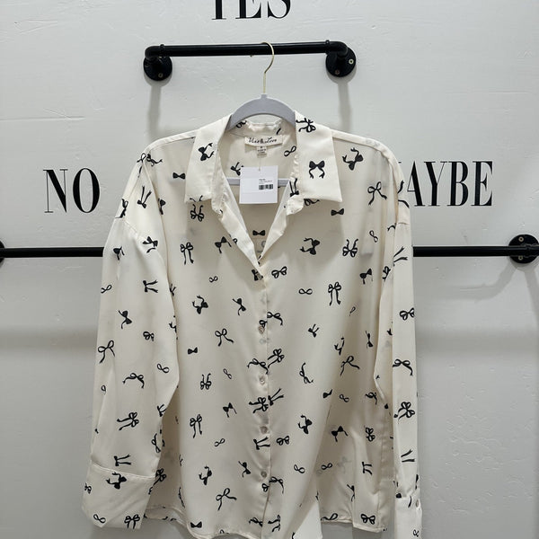V-Neck Bow Blouse